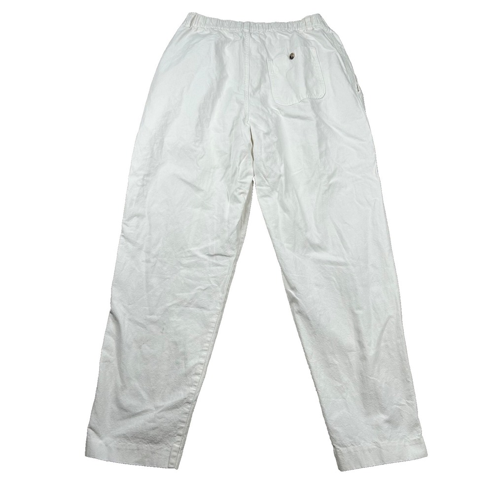 Vintage LL Bean Pants Womens 12 Linen Blend Mom High Rise Taper 80s USA White - Picture 2 of 11
